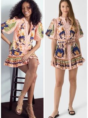 FARM RIO The Dream Garden Pink Floral Mini Dress SZ S